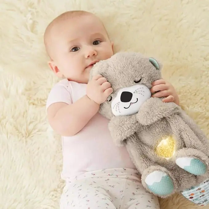 Jouet portable en peluche pour bébé avec détails sensoriels et lumières musicales