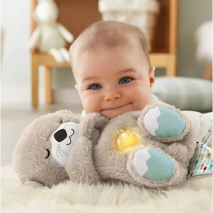 Jouet portable en peluche pour bébé avec détails sensoriels et lumières musicales